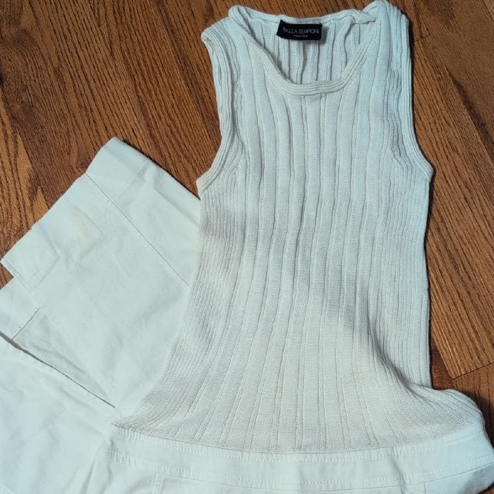 Piazza Sempione White Knit Sleeveless Dress - Picture 1 of 8